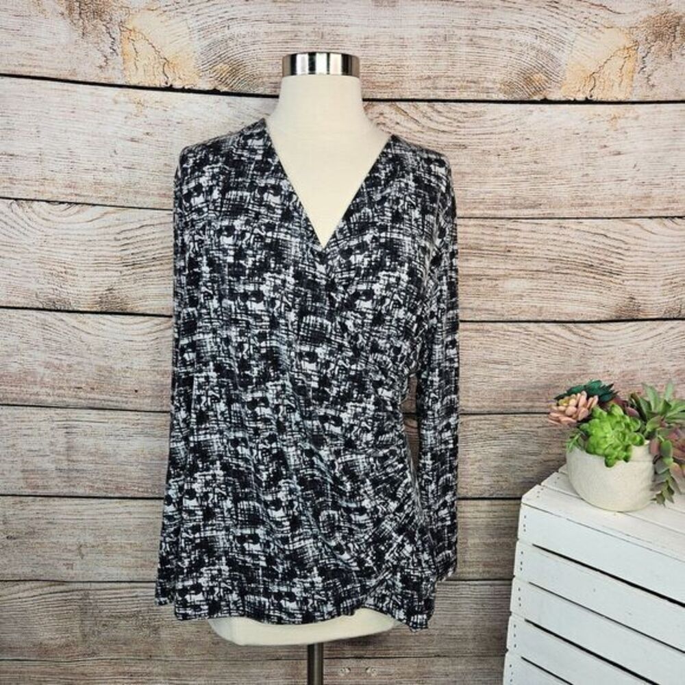 Soft Surroundings Abstract Print Long Sleeve Tunic Top Size 1X